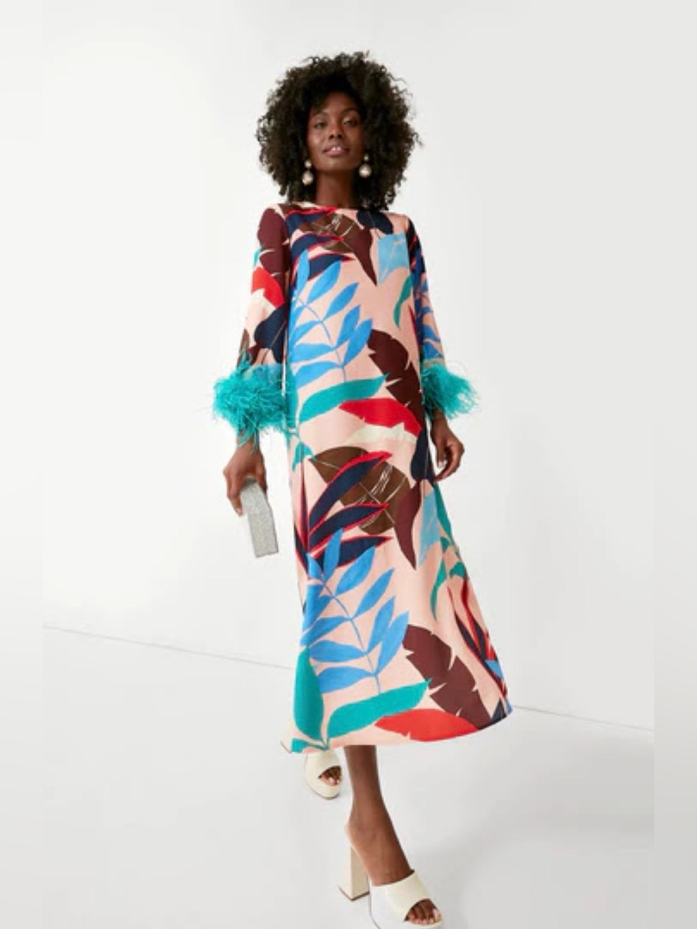 Tuckernuck Vibrant Palm Feather Jamie Dress, XS